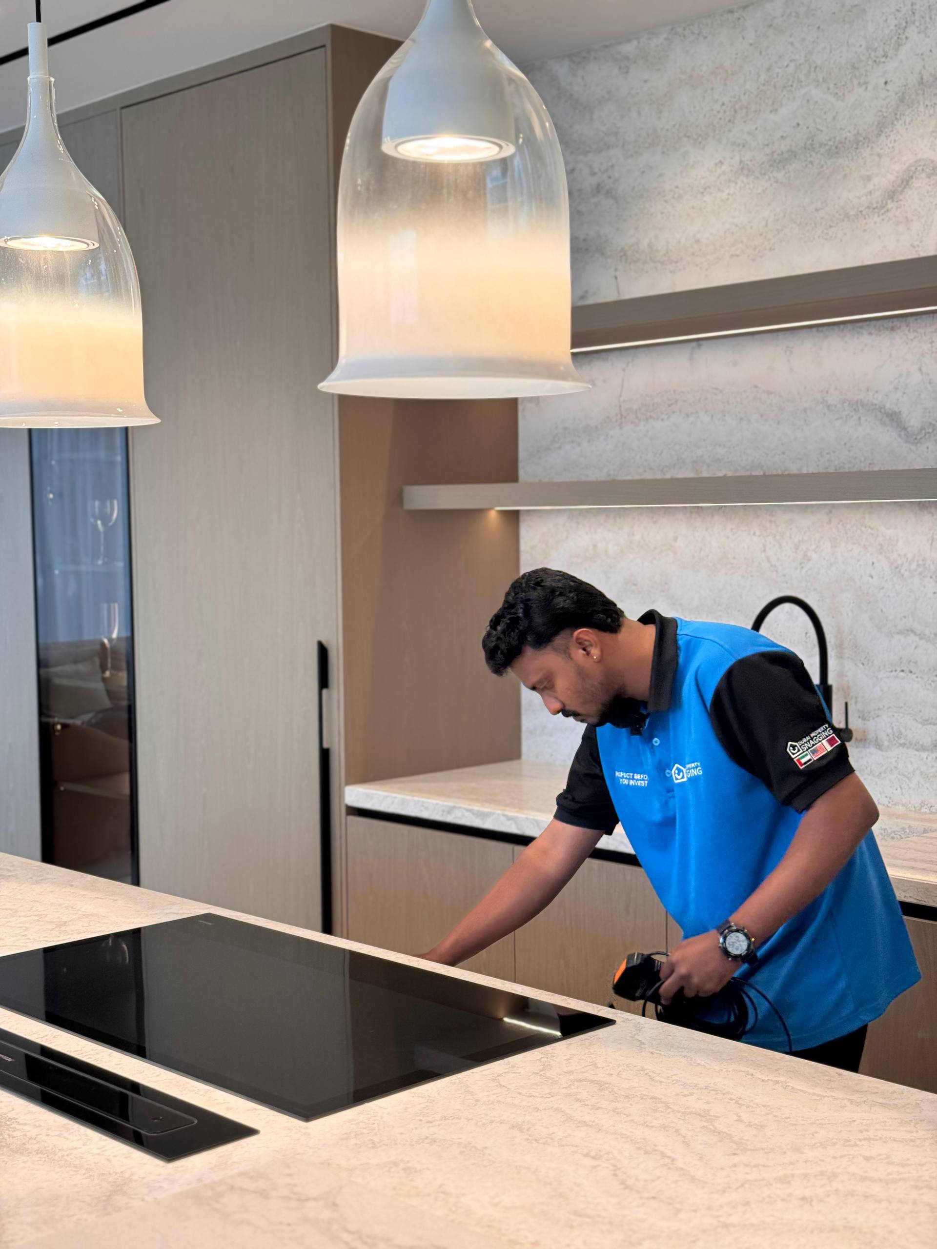 Marked defects on a snag list during a new build handover snagging inspection in Dubai