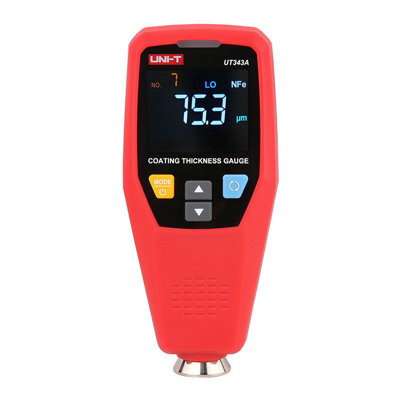 Coating thickness gauge measuring paint and waterproofing layers